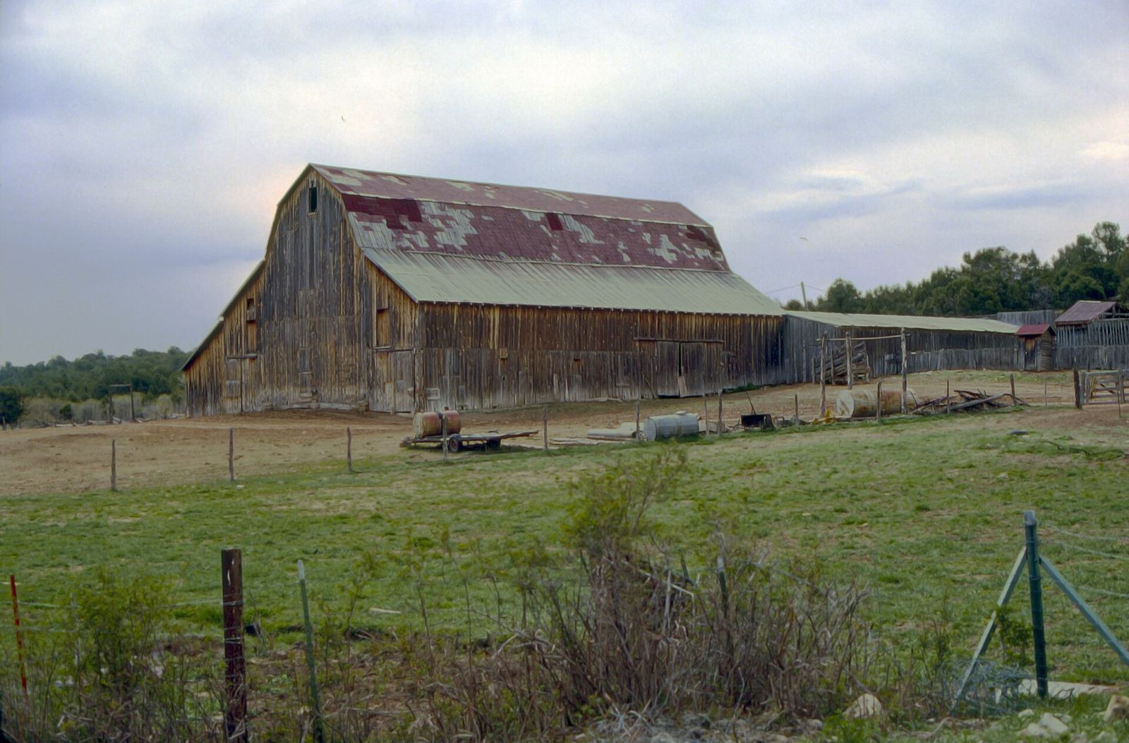 Red barn and farmyard in rural Utah